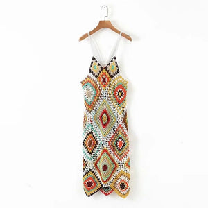 Bohemian Hollowed Out Beach Dress | Knitted Cotton | Free Size