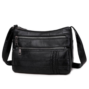 Quality PU Leather Crossbody Bag With Zippers