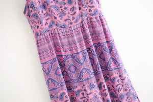 Women's Purple Casual Hippie Peace Dress | Sleeveless | S-XL
