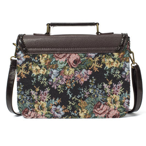 Retro Hippie Styled Briefcase Handbag With Floral Design