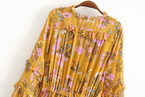 Elegant Hippie Styled Bohemian Summer Dress | S-L | Yellow & Pink