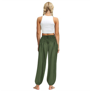 Olive Bohemian High Waist Yoga Palazzo Pants | S-XL