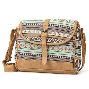 Cool Boho Styled Leather & Fabric Crossbody Bag