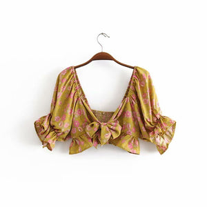 Female Sleeveless Sashes Crop Top | Bohemiam Styled | S-L