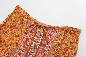Vintage Styled Hippie Skirt | Orange + Blue | S-L