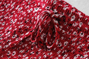 Women's Red Boho Two Piece Outfit | Sleeveless Top + Bohemian Dress | S-L