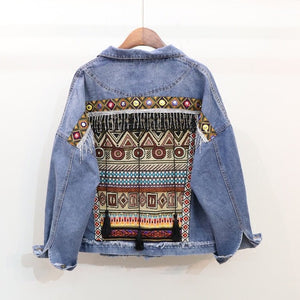 Gypsy Styled Hippie Demin Jacket | Boho Backing | Free Size