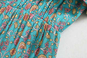 Short Sexy Bohemian Dress With Floral Print | Red Or Aqua | S-XL