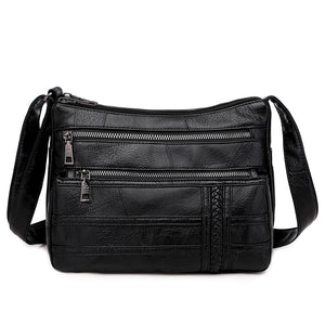 Quality PU Leather Crossbody Bag With Zippers