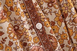 Women's Brown Bohemian Beach Romper | Rayon + Cotton | S-L