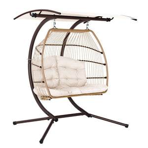 Outdoor Furniture Lounge / Hanging Swing Egg Chair- Latte