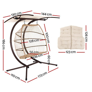 Outdoor Furniture Lounge / Hanging Swing Egg Chair- Latte