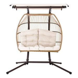 Outdoor Furniture Lounge / Hanging Swing Egg Chair- Latte