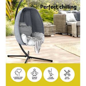 Patio Hanging Egg Hammock Pod With Stand