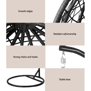 Black Outdoor Hanging Swing Chair - The Hippie House