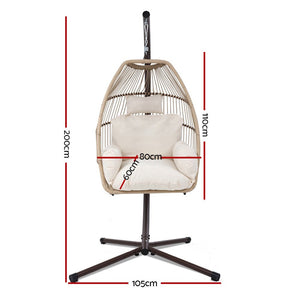 Egg Hanging Swing Chair With Wicker Cushions
