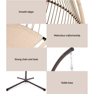 Egg Hanging Swing Chair With Wicker Cushions