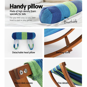 Small Blue Timber Hammock Swing