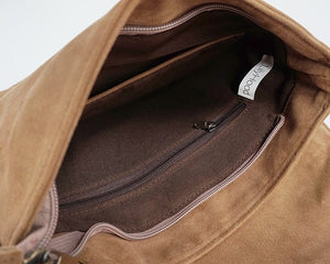 Women's Hippy Styled Fringed Messenger Bag - Faux Suede