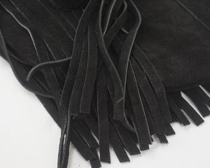 Women's Genuine Leather Long Fringe Shoulder Bag With Tassels