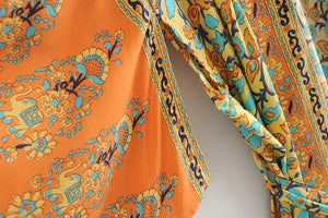 Women's Bohemian Yellow Kimono Bikini Cover Up | Beach Top | S-L