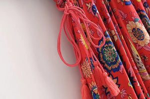 Women's Vintage Peacock Bohemian Maxi Dress | V-Neck | Various Colours