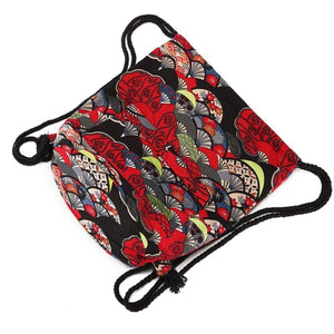 Large Vintage Hippie Styled Drawstring Canvas Backpack