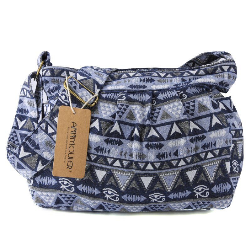 Cool Women's Aztec Boho Styled Cross Body Bag With Zippers