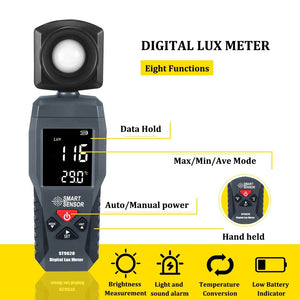 Digital Lux Light Meter | 3 Range Photometer |1-200,000