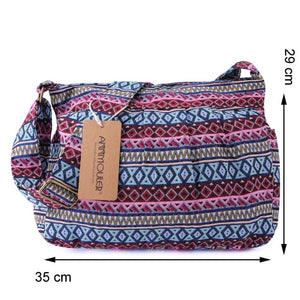 Cool Women's Aztec Boho Styled Cross Body Bag With Zippers