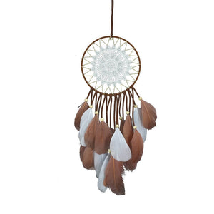 Boho Lace Dream Catcher | White & Brown | 20cm Ring