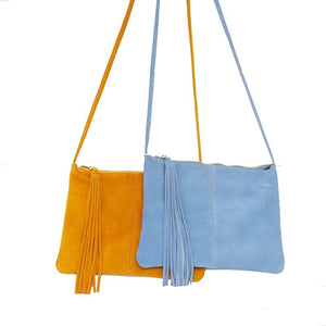 Small Suede Leather Fringed Shoulder Envelope Bag
