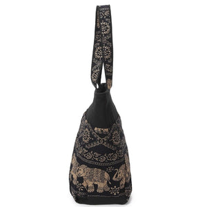 Women's Elephant Printed Tote / Canvas Patchwork Handbags