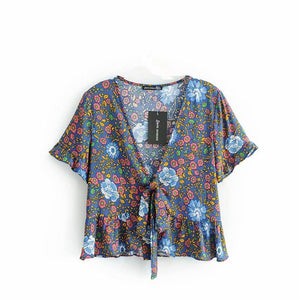 Vintage Women's V-neck Bohemian Kimono Top | S-L | 2 Colours