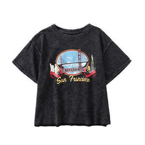 San F Acid Washed O-Neck T-shirt | S-XL