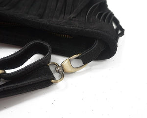 Women's Genuine Leather Long Fringe Shoulder Bag With Tassels