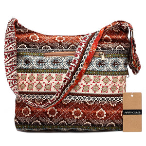 Bright Boho Hippie Styled Crossbody Bags With Double Zippers - Various Colours