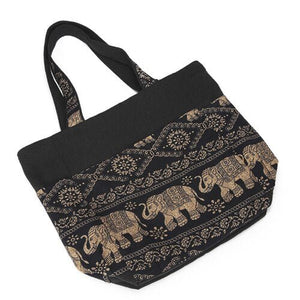 Women's Elephant Printed Tote / Canvas Patchwork Handbags