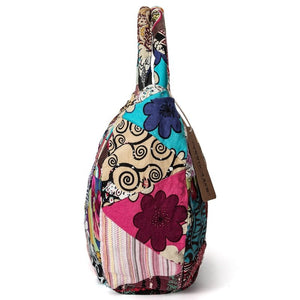 Vintage Floral Hippie Tote Bag With Stylish Patchwork Design