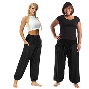 Black Bohemian High Waist Yoga Palazzo Pants | S-XL