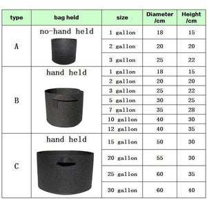 Thick Fabric Pots For Plants - Various Sizes / Styles