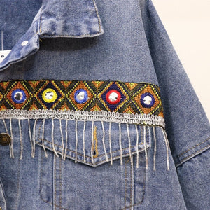 Gypsy Styled Hippie Demin Jacket | Boho Backing | Free Size