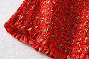 Women's Boho Off Shoulder Strapless Red Or Black Top With Matching Mini Skirt | Clothing Set | M-L