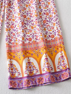 Women's 60's Flower Child Two Piece Outfit | Sleeveless Top + Bohemian Pants | S-L