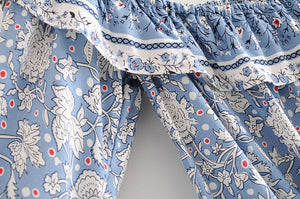 Women's Festival Two Piece Outfit | Long Sleeve Top + Long Bohemian Dress | S-L