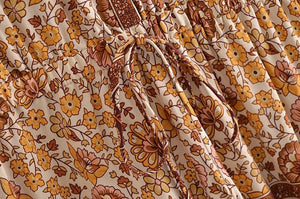 Women's Brown Bohemian Beach Romper | Rayon + Cotton | S-L