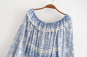 Women's Festival Two Piece Outfit | Long Sleeve Top + Long Bohemian Dress | S-L