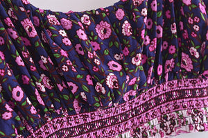 Women's Purple Boho Two Piece Outfit | Sleeveless Top + Bohemian Pants | S-L