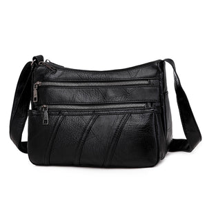 Quality PU Leather Crossbody Bag With Zippers
