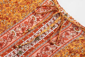 Vintage Styled Hippie Skirt | Orange + Blue | S-L